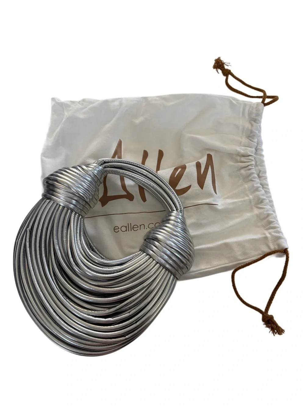 e.Allen Metallic Silver Statement Hobo Shoulder Bag